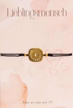 Lumisha Armband mit vergoldetem Symbol - schwarzes Band