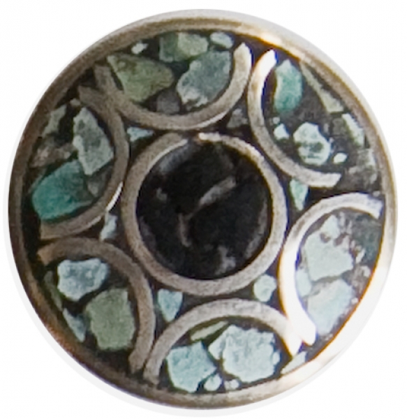 MANDHA-schwarz/helltürkis- Messing mit Türkis und Jade