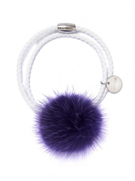 DUDLEY white with purple PomPom