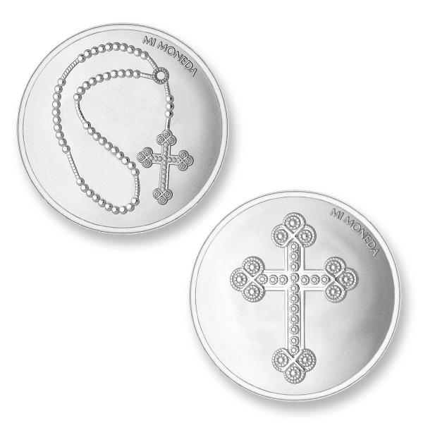 MiMoneda Cross+Rosary, silver plated