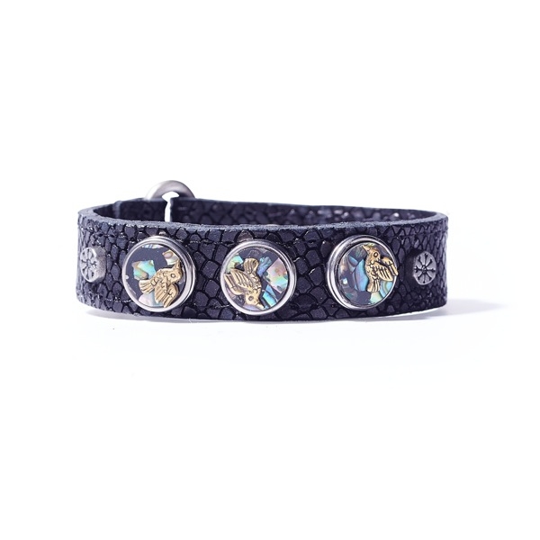 NOOSA Petite bracelet - Pattern D-Ring, black S