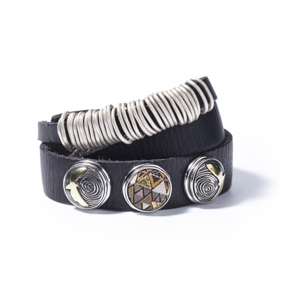 NOOSA NIVKH Leather Bracelet double wrap, grey M