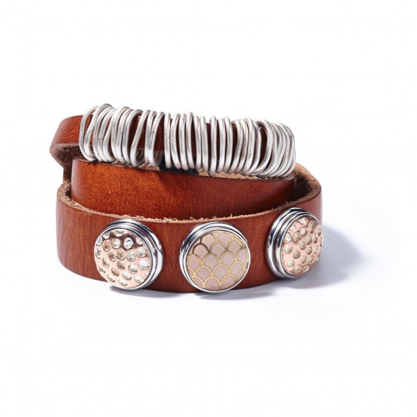 NOOSA NIVKH Leder Armband doppelt, Braun XS
