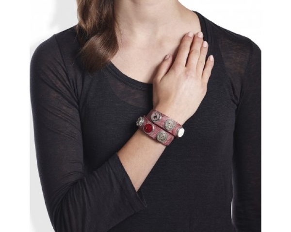 NOOSA Leder Armband doppelt, Weinrot