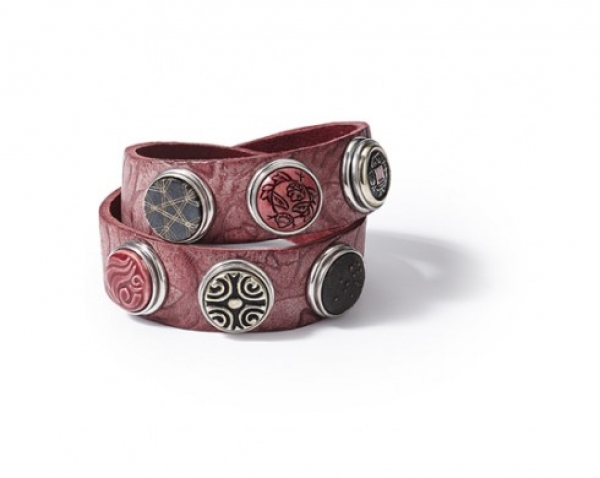 NOOSA Leder Armband doppelt, Weinrot